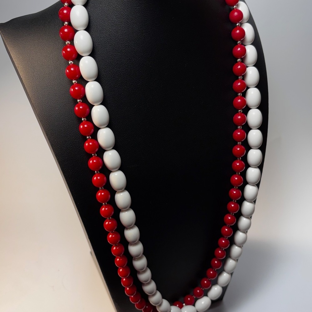 Necklace Lot Black‎ Red Vintage Acrylic Beads Statement
